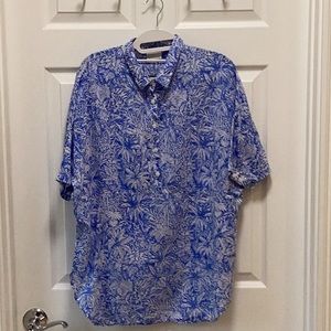 Columbia Blue and White Fern print tunic